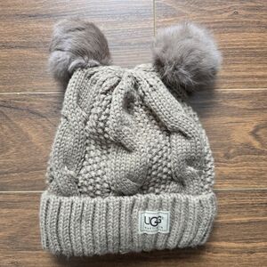 UGG Kids' Knit Beanie with Pom-Poms - Tan